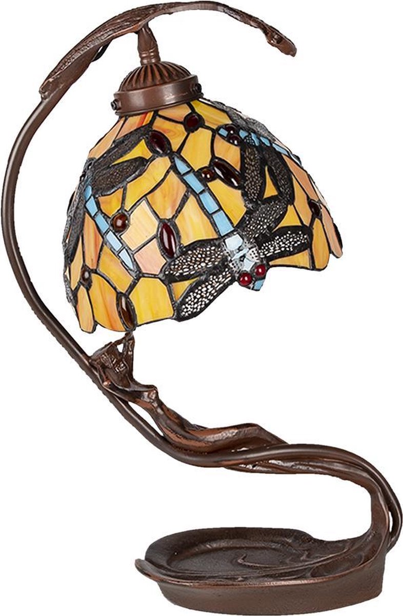 Clayre & Eef Tafellamp Tiffany 28x20x40cm E14/max 1x25w - Geel