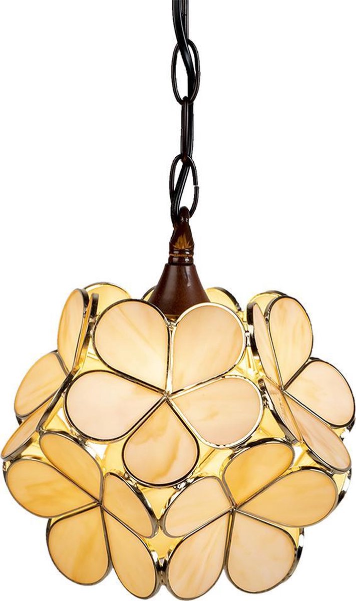 Clayre & Eef Hanglamp Tiffany Ø 25x91cm E14/max 1x40w - Beige