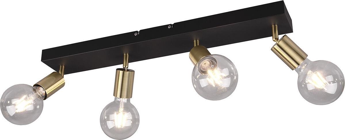 BES LED Led Plafondspot - Trion Zuncka - E27 Fitting - 4-lichts - Rechthoek - Mat/goud - Aluminium - Zwart