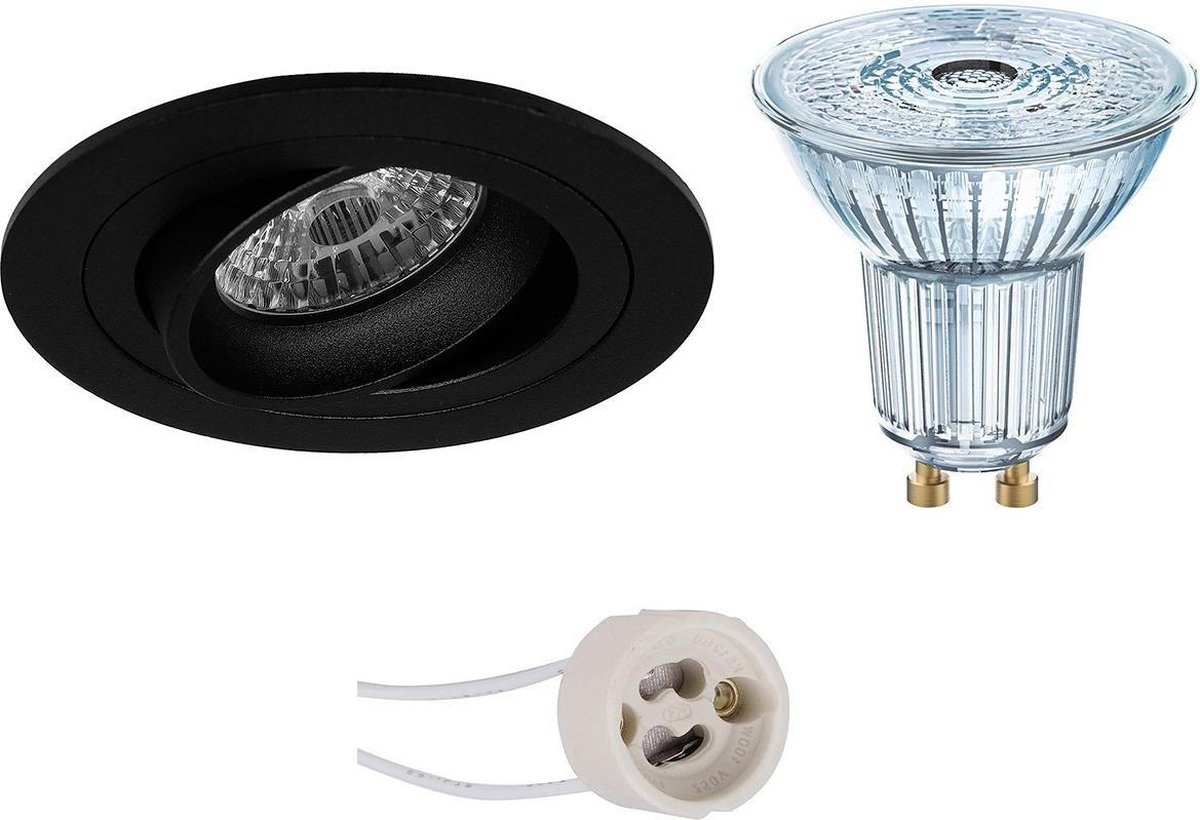 Osram - Led Spot Set - Parathom Par16 930 36d - Pragmi Alpin Pro - Gu10 Fitting - Dimbaar - Inbouw Rond - Mat - - Zwart