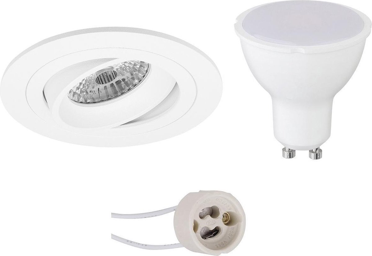 BES LED Led Spot Set - Pragmi Aerony Pro - Gu10 Fitting - Inbouw Rond - Mat - 4w - Natuurlijk 4200k - Kantelbaar - Ø82mm - Wit