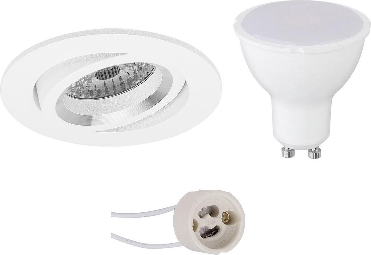 BES LED Led Spot Set - Pragmi Aerony Pro - Gu10 Fitting - Inbouw Rond - Mat - 4w - Helder/koud 6400k - Kantelbaar - - Wit