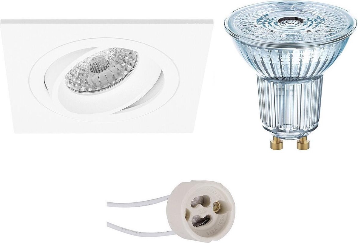 Osram - Led Spot Set - Parathom Par16 930 36d - Pragmi Borny Pro - Gu10 Fitting - Dimbaar - Inbouw Vierkant - Mat - - Wit