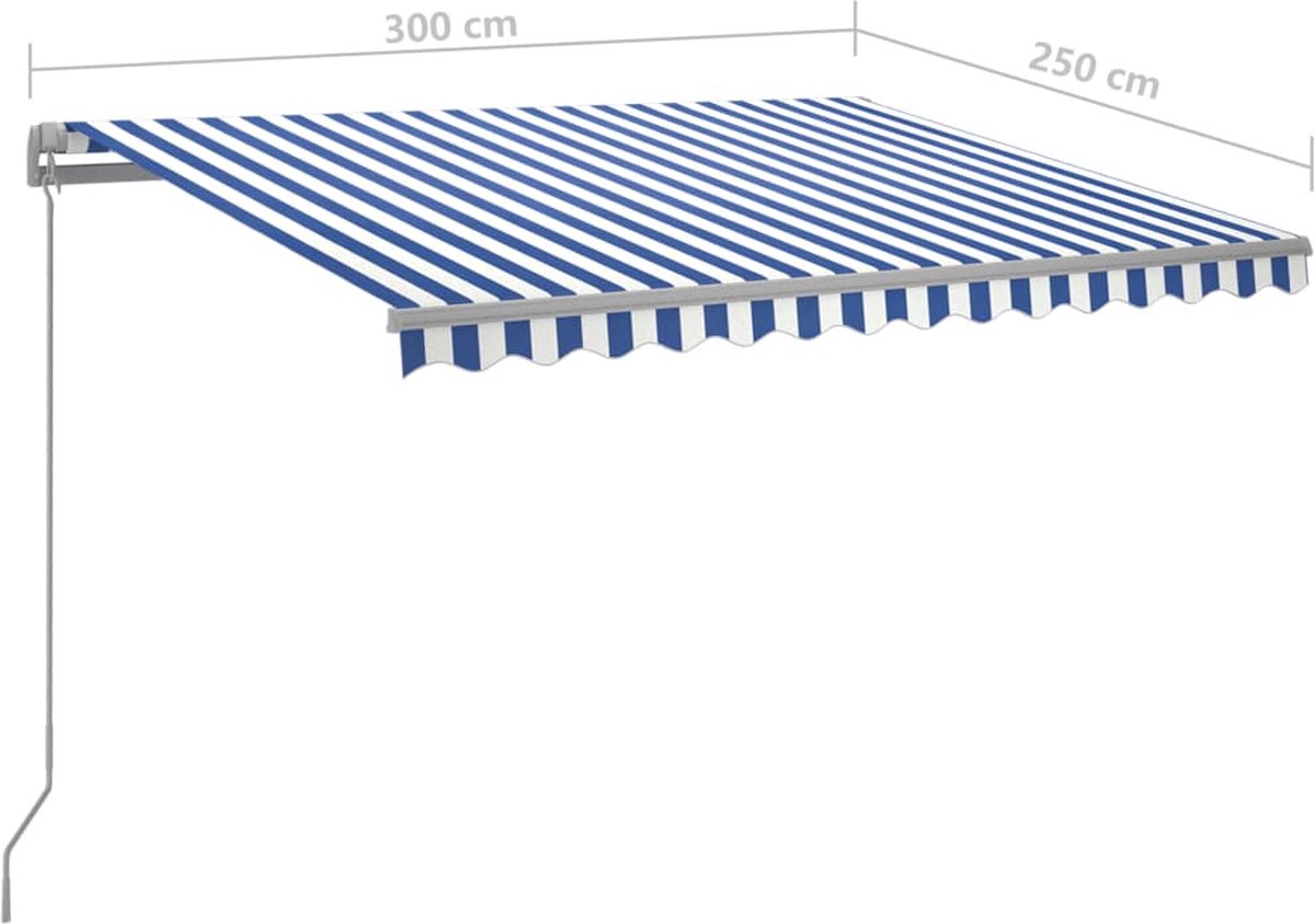 Vidaxl Luifel Automatisch Uittrekbaar Met Palen 3x2,5 M En - Blauw