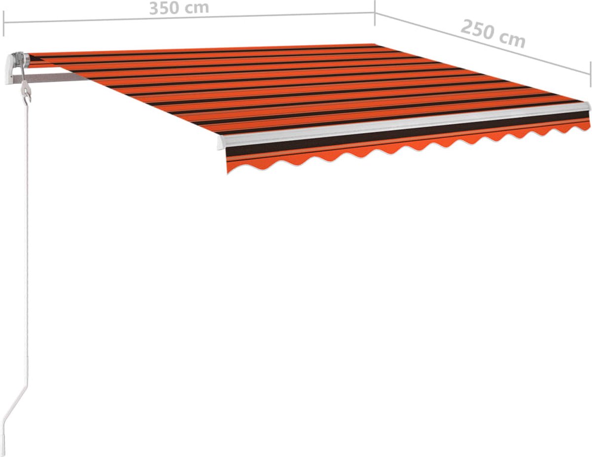 Vidaxl Luifel Handmatig Uittrekbaar Met Palen 3,5x2,5 M En - Oranje