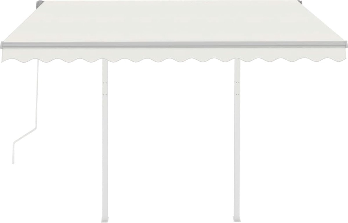 Vidaxl Luifel Automatisch Uittrekbaar Met Palen 3,5x2,5 M Crèmekleurig