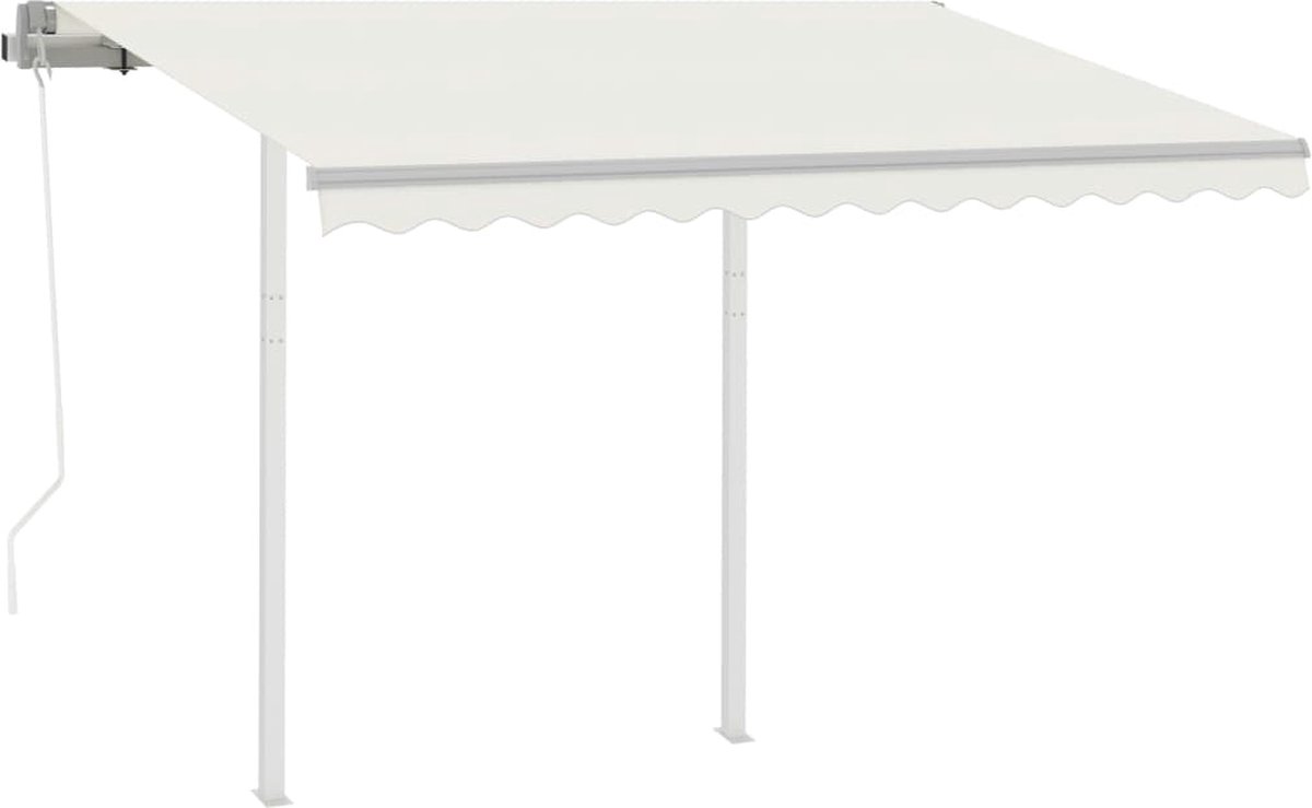 Vidaxl Luifel Automatisch Uittrekbaar Met Palen 3,5x2,5 M Crèmekleurig