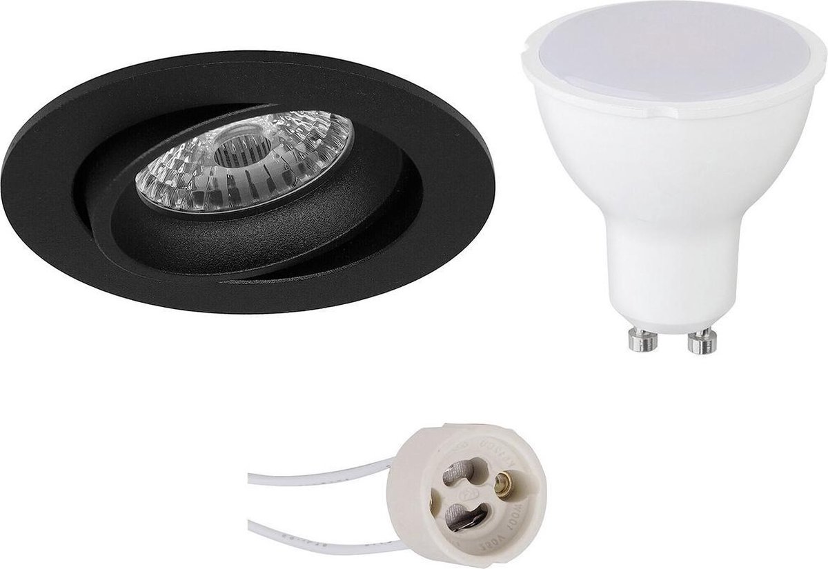 BES LED Led Spot Set - Aigi - Pragmi Delton Pro - Gu10 Fitting - Inbouw Rond - Mat - 8w - Warm Wit 3000k - Kantelbaar - - Zwart