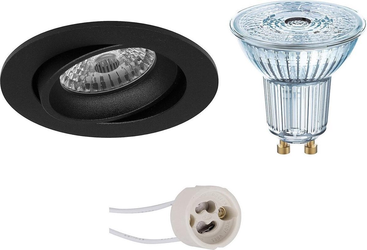 Osram - Led Spot Set - Parathom Par16 927 36d - Pragmi Delton Pro - Gu10 Fitting - Dimbaar - Inbouw Rond - Mat - - Zwart