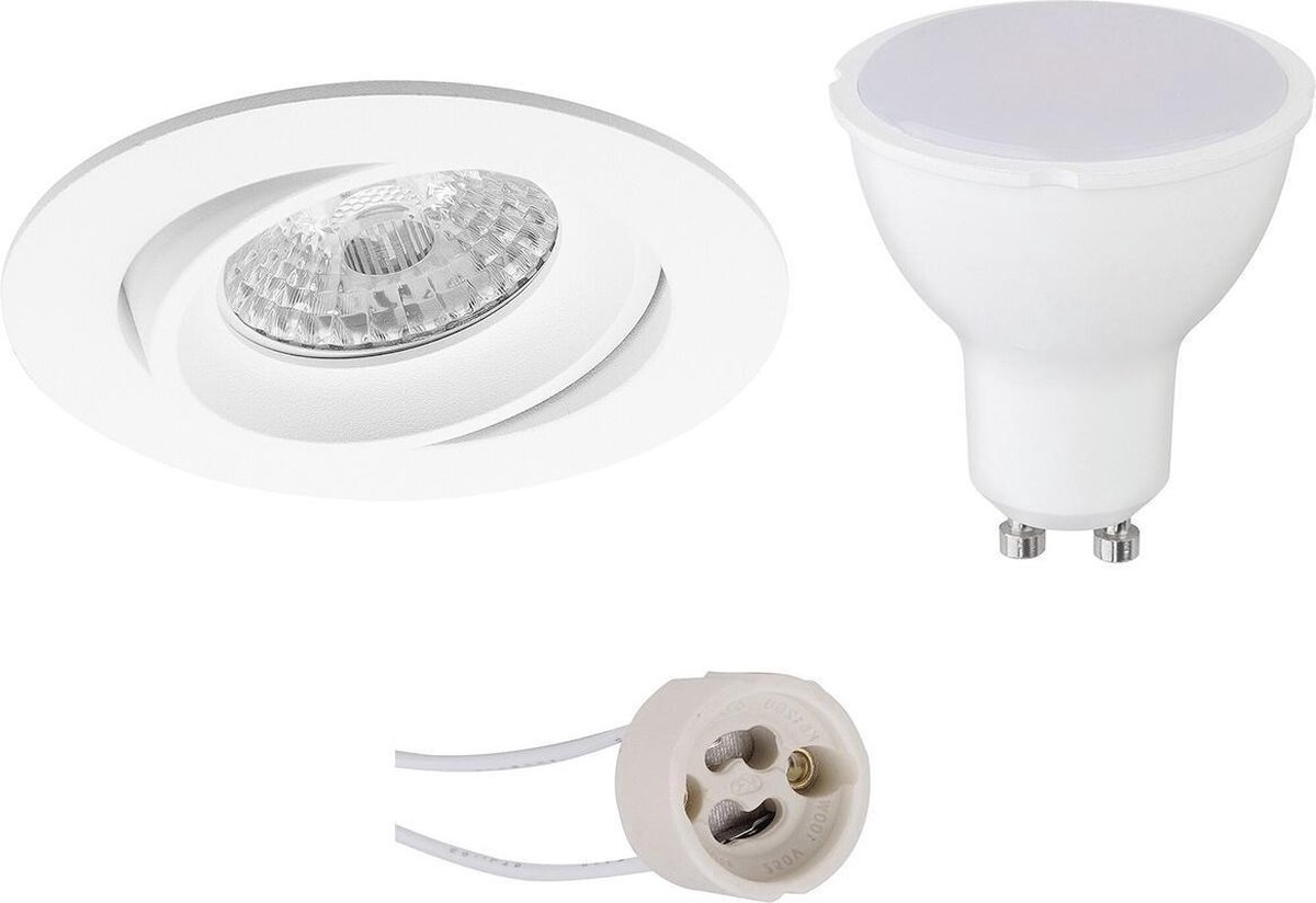 BES LED Led Spot Set - Pragmi Delton Pro - Gu10 Fitting - Inbouw Rond - Mat - 4w - Warm 3000k - Kantelbaar - Ø82mm - Wit