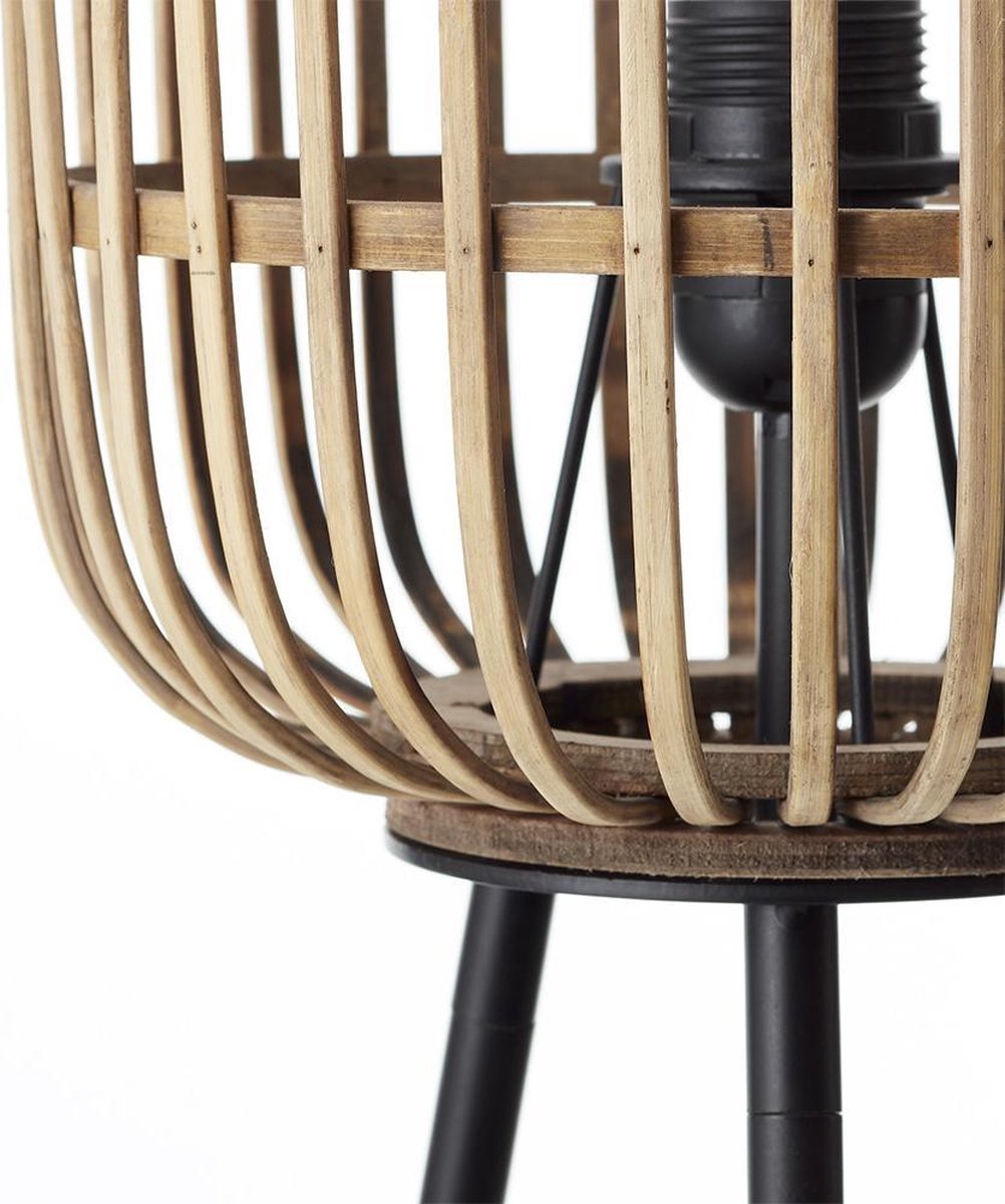 Livin24 Industriële Vloerlamp Woody Bamboe 1-lichts - Bruin