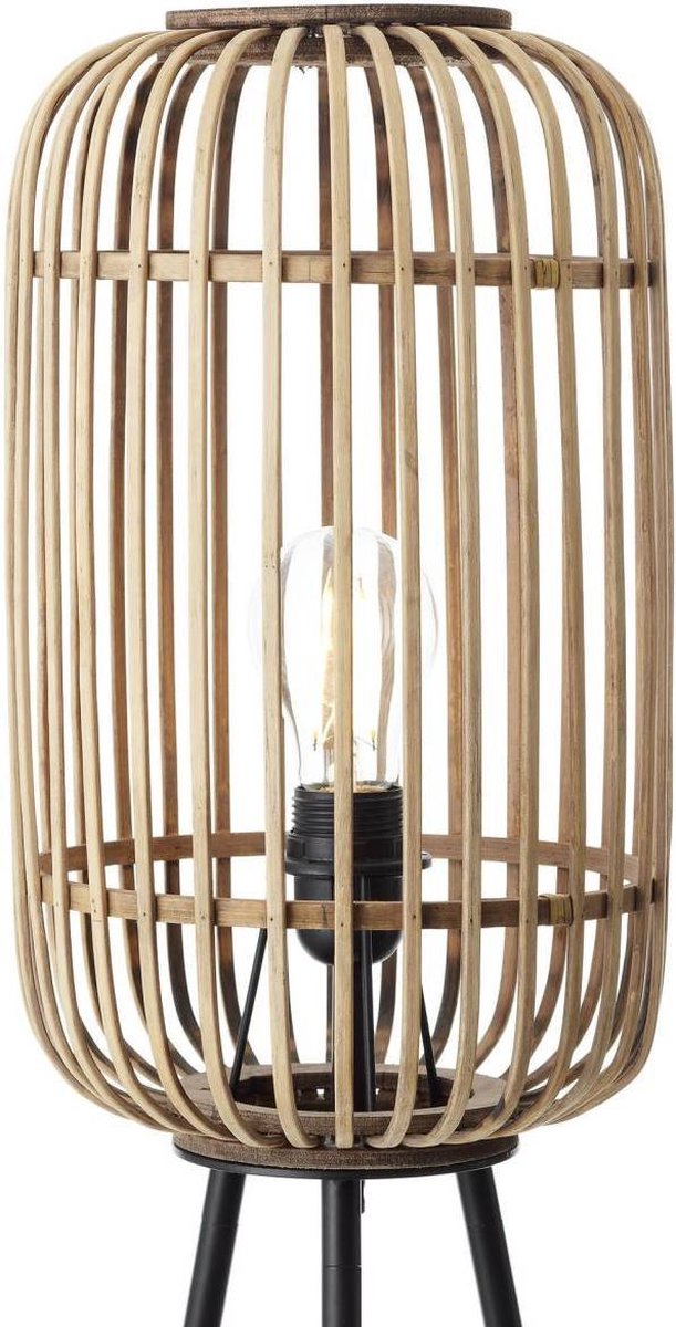 Livin24 Industriële Vloerlamp Woody Bamboe 1-lichts - Bruin