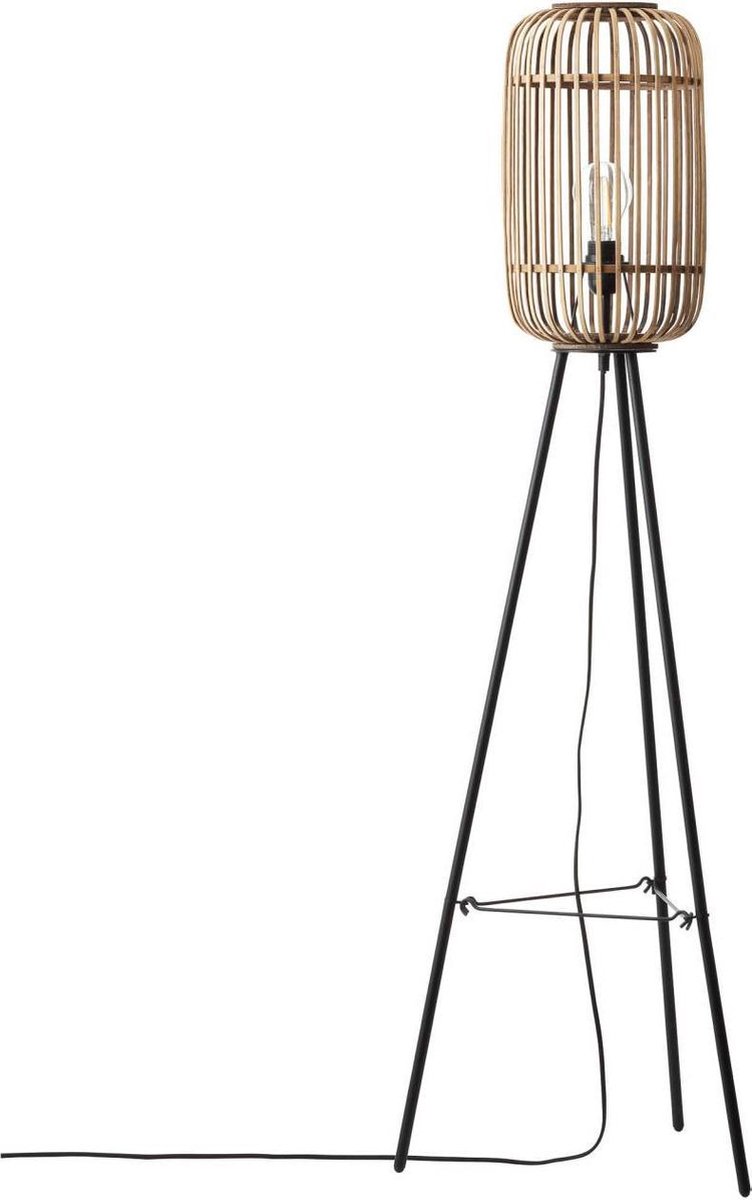 Livin24 Industriële Vloerlamp Woody Bamboe 1-lichts - Bruin
