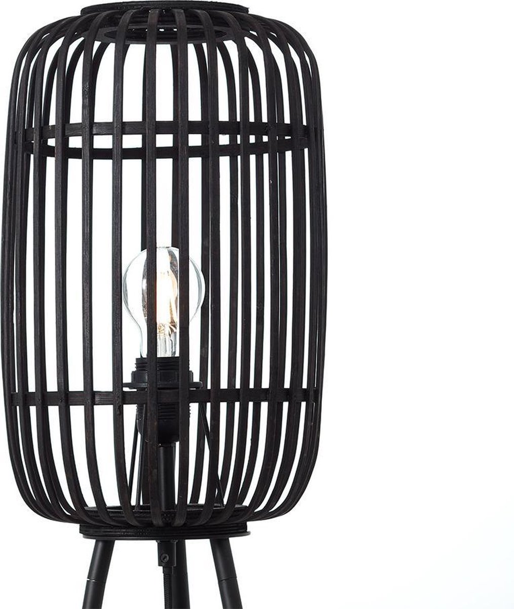 Livin24 Industriële Vloerlamp Woody Bamboe 1-lichts - Bruin