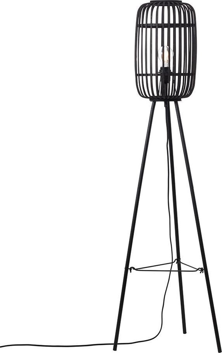 Livin24 Industriële Vloerlamp Woody Bamboe 1-lichts - Bruin