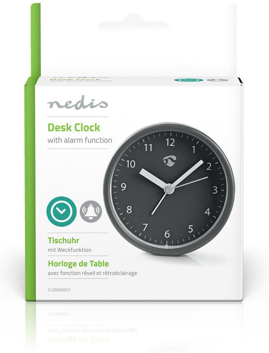 Nedis Analoge Bureau-wekker - Grijs