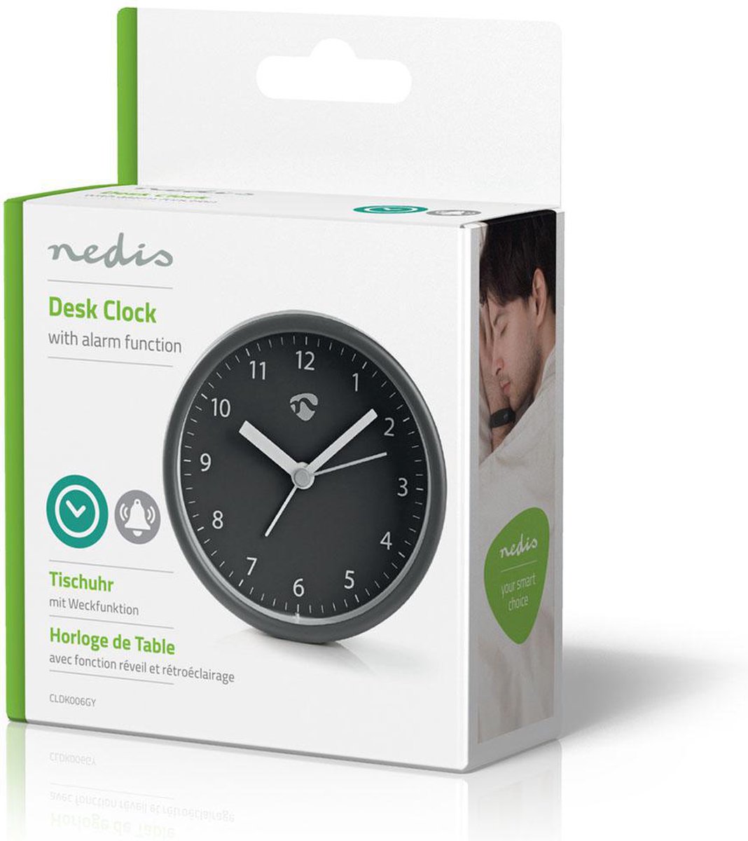 Nedis Analoge Bureau-wekker - Grijs