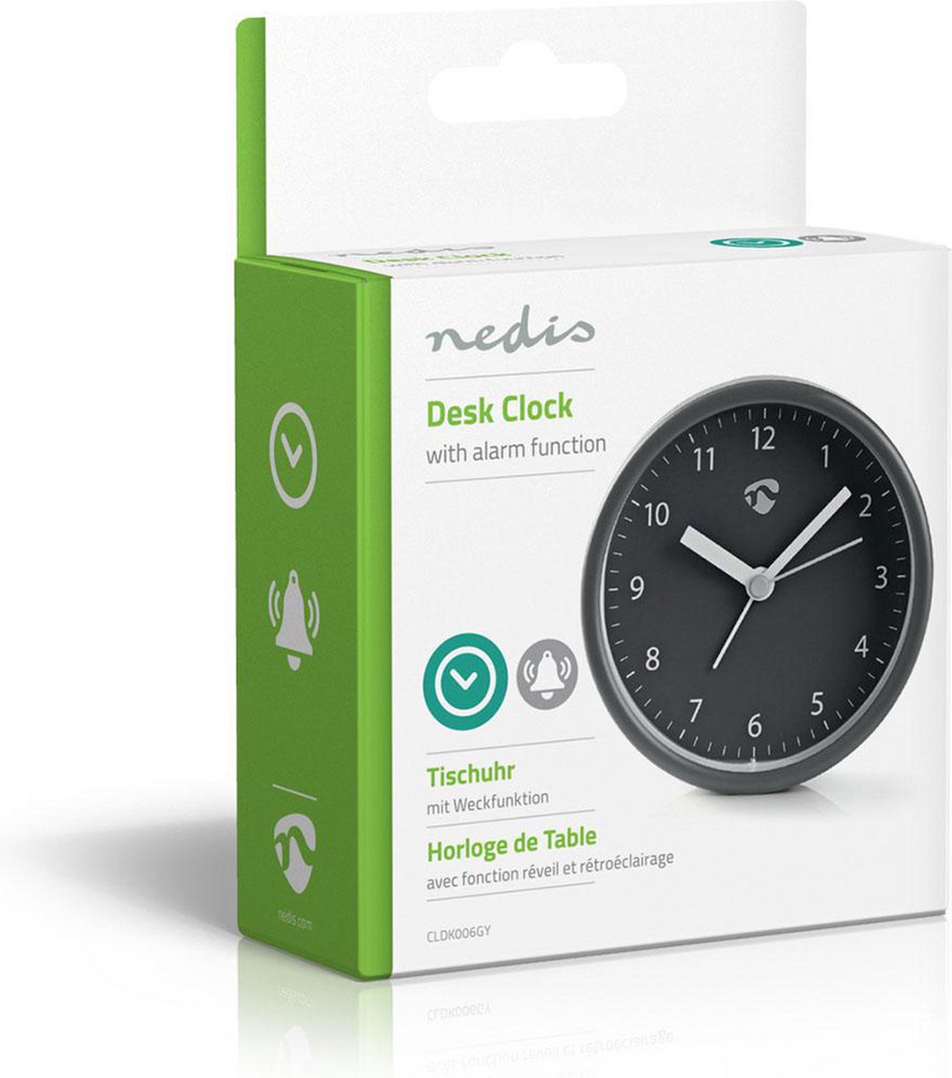 Nedis Analoge Bureau-wekker - Grijs