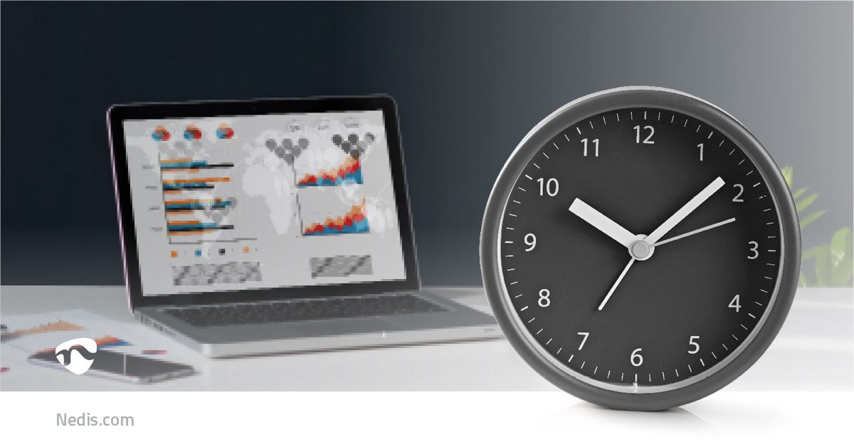 Nedis Analoge Bureau-wekker - Grijs