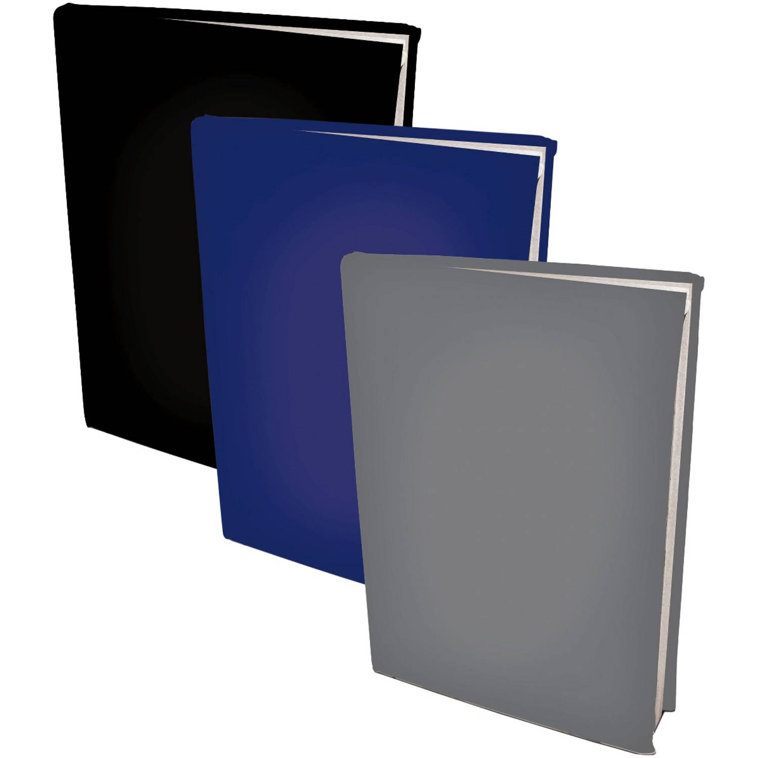 Benza Assortiment Rekbare Boekenkaften - Zwart, Donker En Grijs - 3 Stuks - Blauw