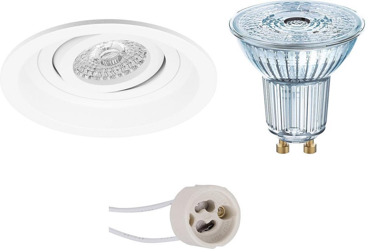 Osram - Led Spot Set - Parathom Par16 930 36d - Pragmi Domy Pro - Gu10 Fitting - Dimbaar - Inbouw Rond - Mat - 3.7w - Wit