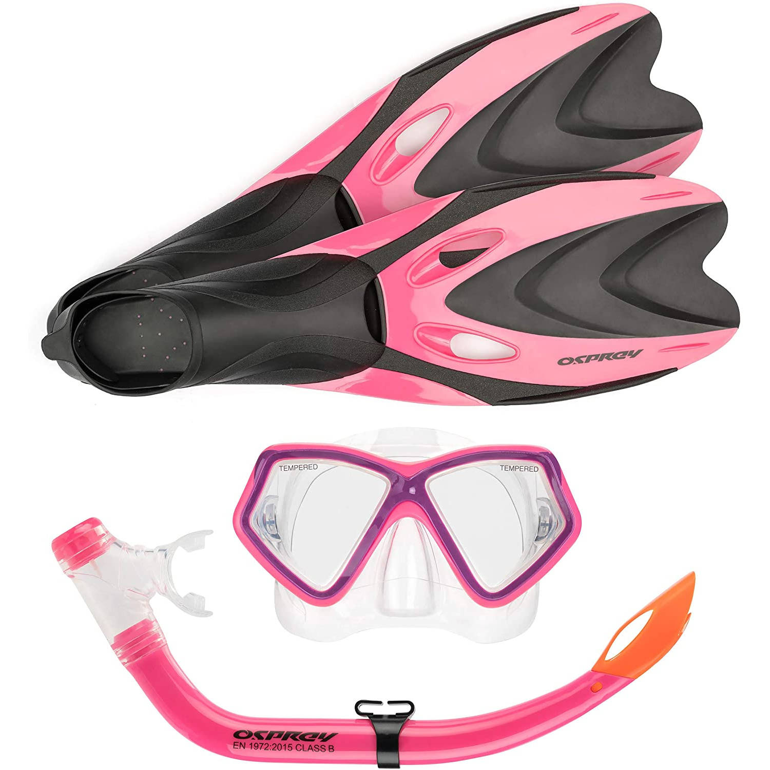 Osprey Snorkelset Junior Siliconen/roze 5-delig Maat Xxs - Zwart