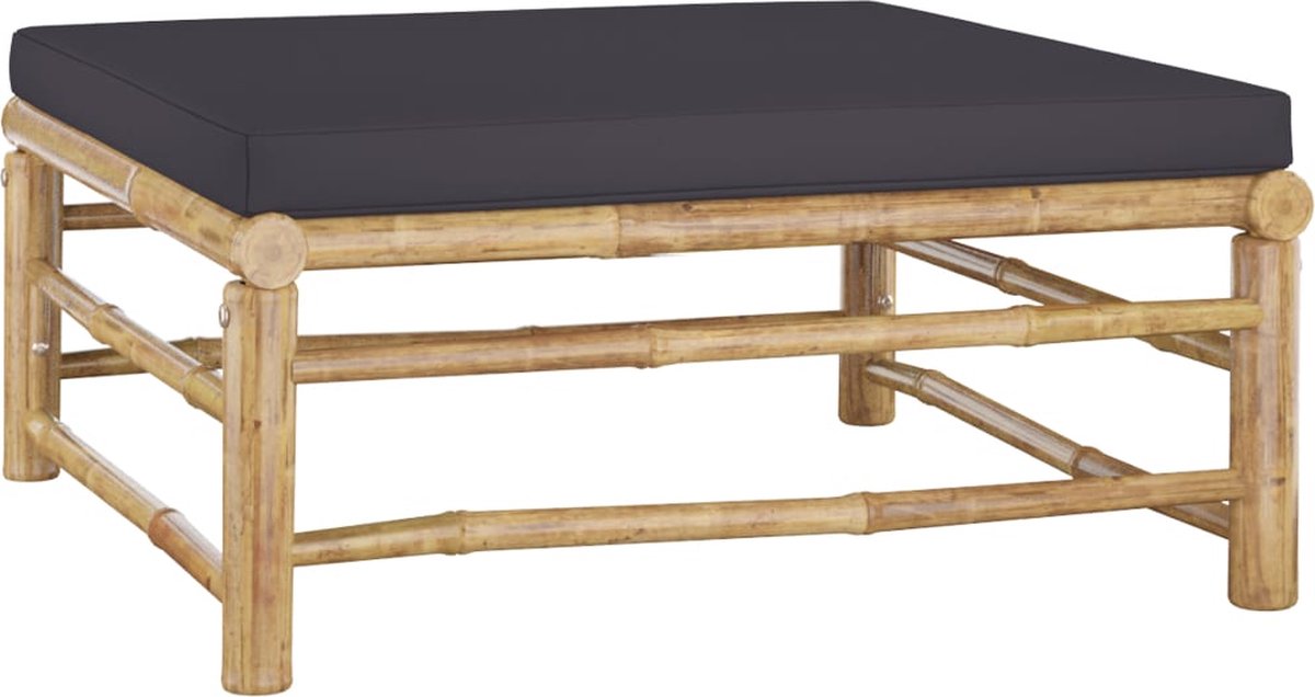 Vidaxl 6-delige Loungeset Met Donkergrijze Kussens Bamboe - Grijs