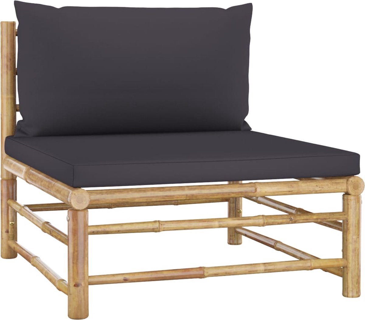 Vidaxl 6-delige Loungeset Met Donkergrijze Kussens Bamboe - Grijs