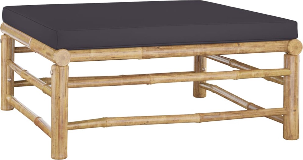 Vidaxl 12-delige Loungeset Met Donkergrijze Kussens Bamboe - Grijs