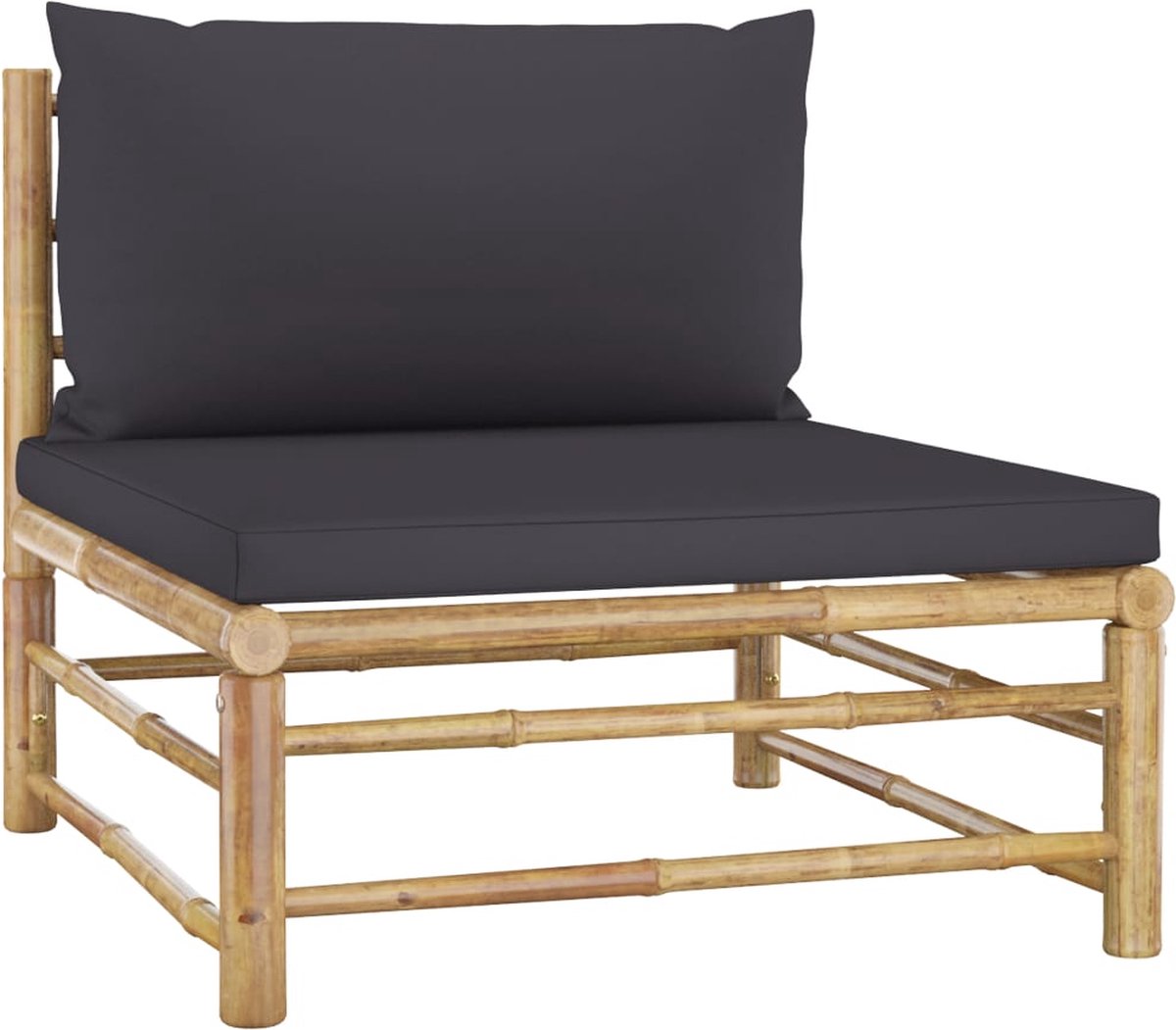 Vidaxl 12-delige Loungeset Met Donkergrijze Kussens Bamboe - Grijs