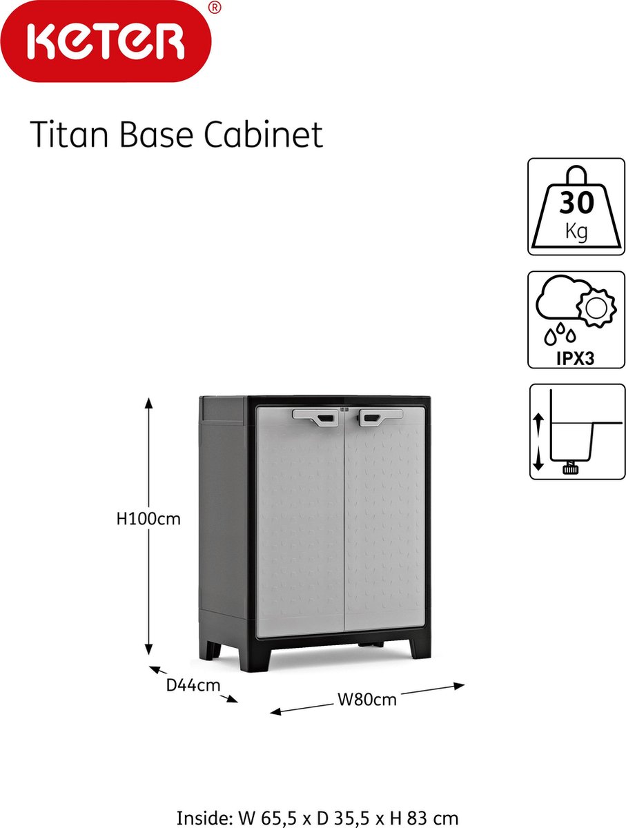 Keter Opbergkast Laag Titan 100 Cm En Grijs - Zwart