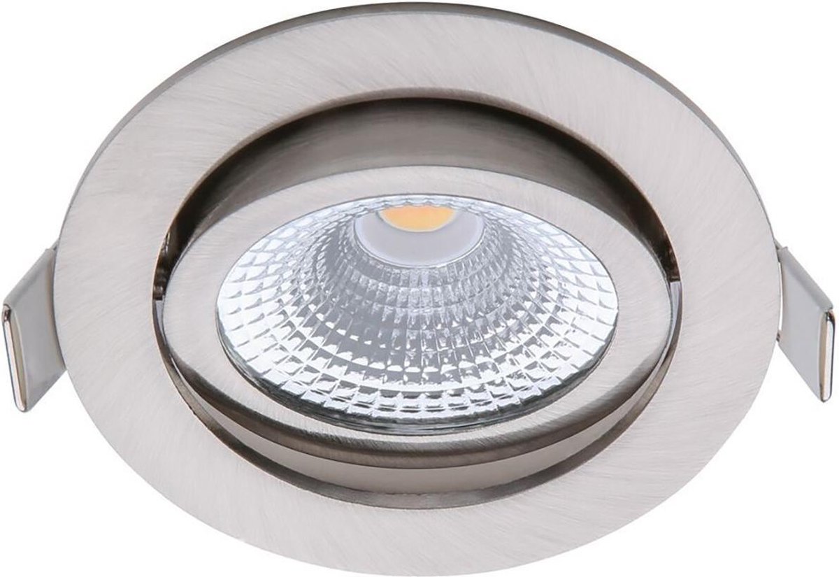 EcoDim - Led Spot - Inbouwspot - Ed-10030 - 5w - Waterdicht Ip54 - Dimbaar - Warm 2700k - Mat Nikkel - Aluminium - - Wit