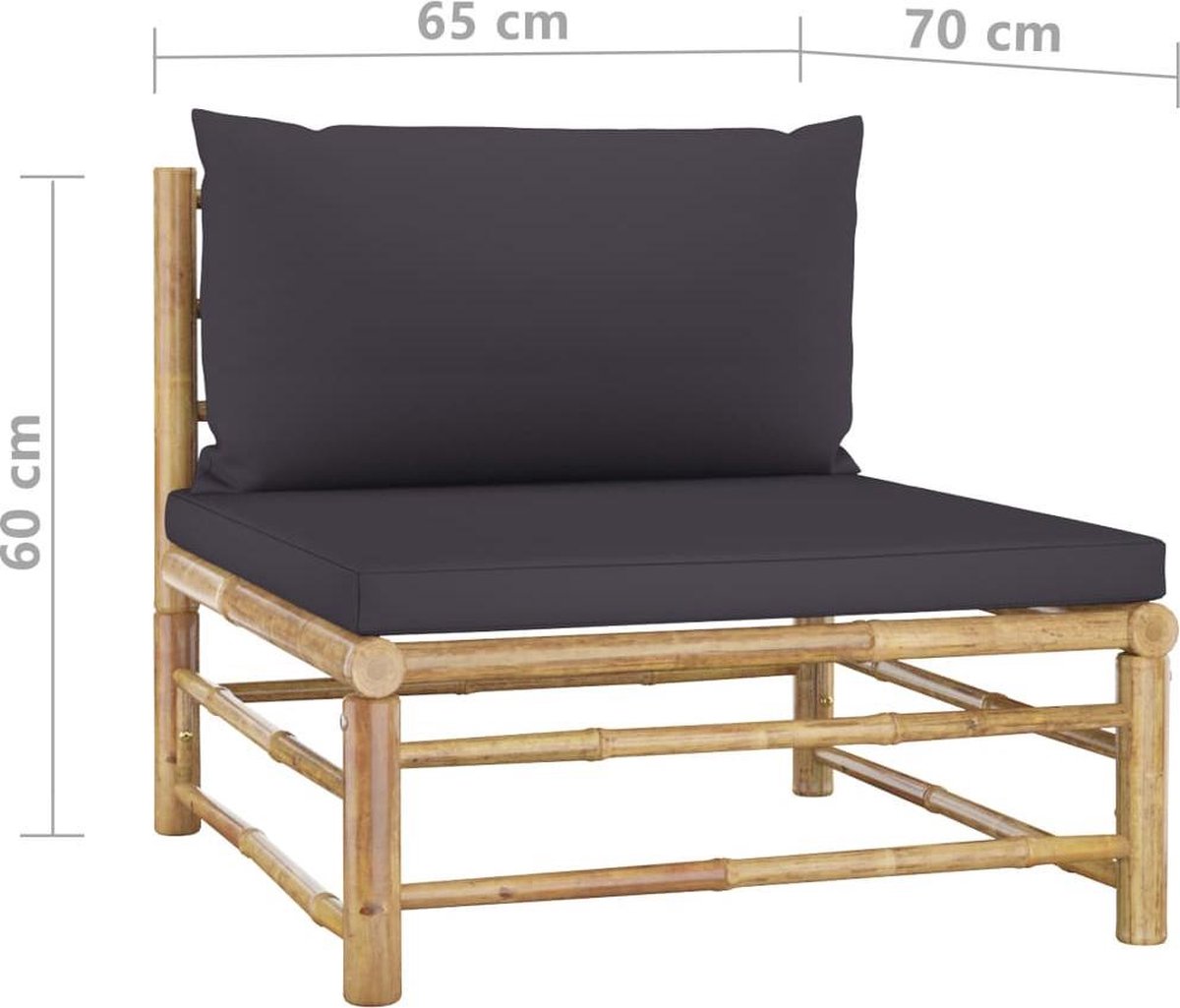 Vidaxl 7-delige Loungeset Met Donkergrijze Kussens Bamboe - Grijs