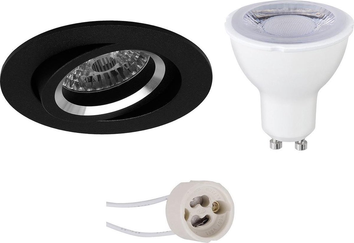 BES LED Led Spot Set - Pragmi Aerony Pro - Gu10 Fitting - Dimbaar - Inbouw Rond - Mat - 6w - Helder/koud Wit 6400k - - Zwart