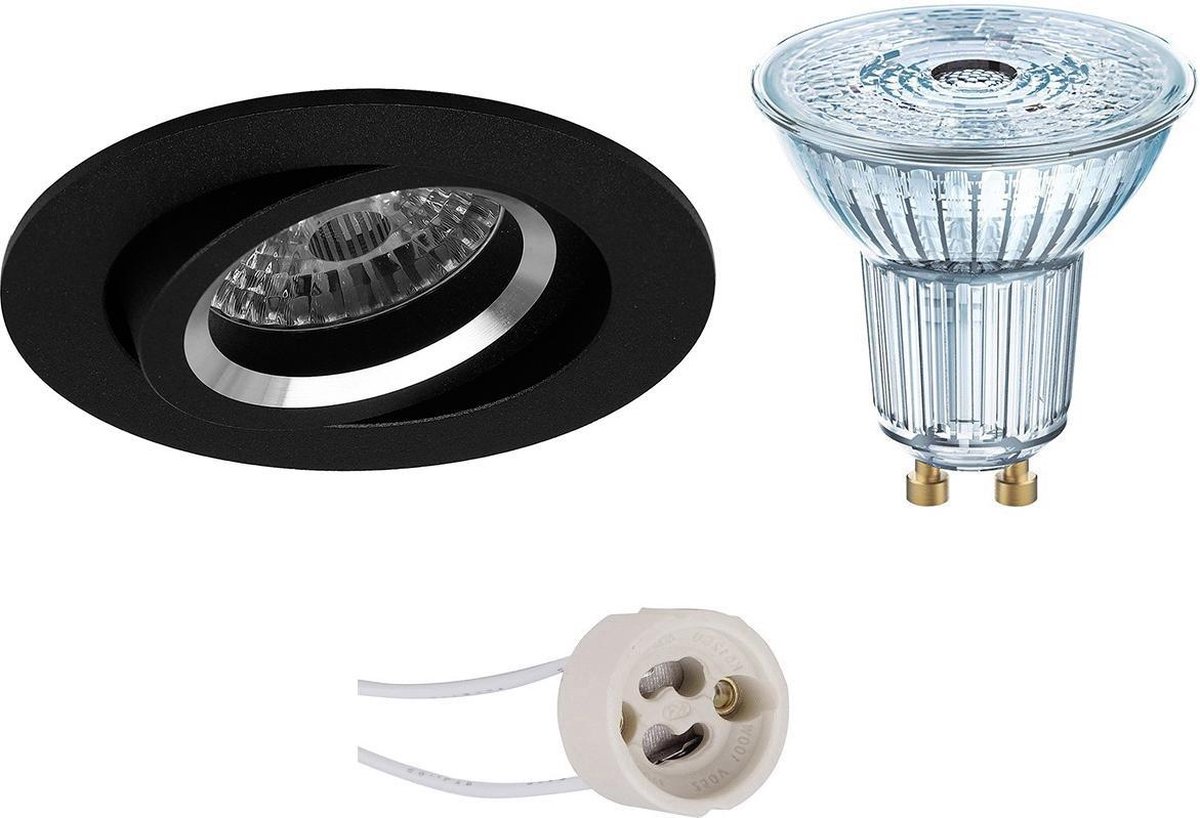 Osram - Led Spot Set - Parathom Par16 940 36d - Pragmi Aerony Pro - Gu10 Fitting - Dimbaar - Inbouw Rond - Mat - - Zwart