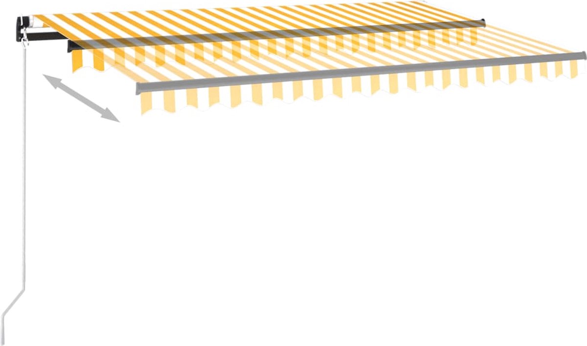 Vidaxl Luifel Handmatig Uittrekbaar Met Led 450x350 Cm En - Geel