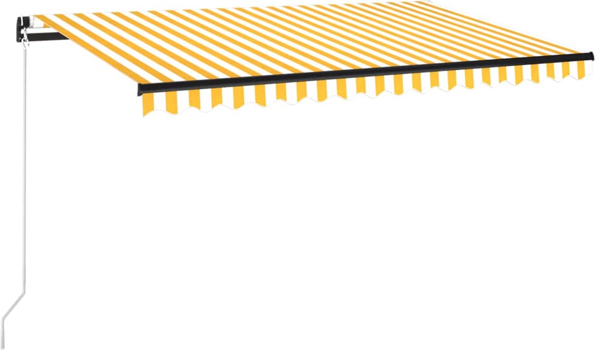 Vidaxl Luifel Handmatig Uittrekbaar Met Led 450x350 Cm En - Geel