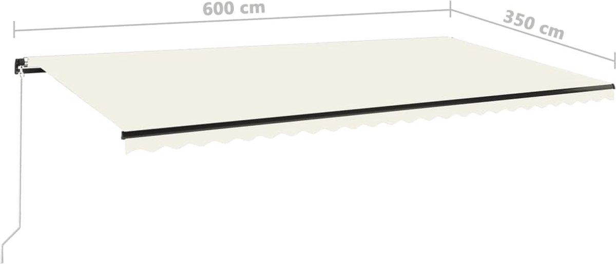 Vidaxl Luifel Handmatig Uittrekbaar Met Led 600x350 Cm Crèmekleurig