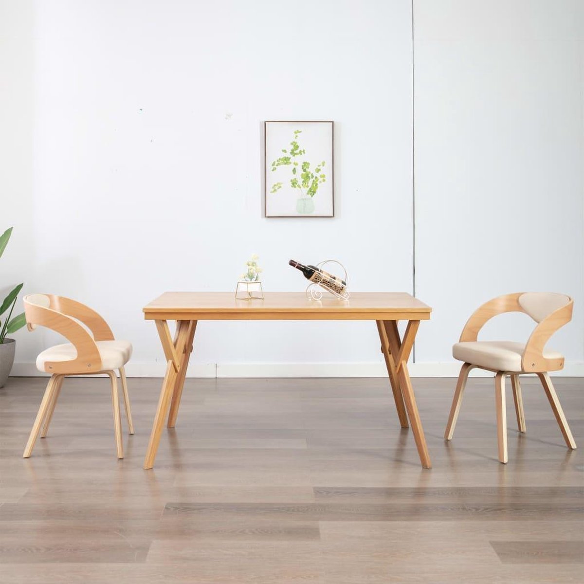 Vidaxl Eetkamerstoelen 2 St Gebogen Hout En Kunstleer Crème