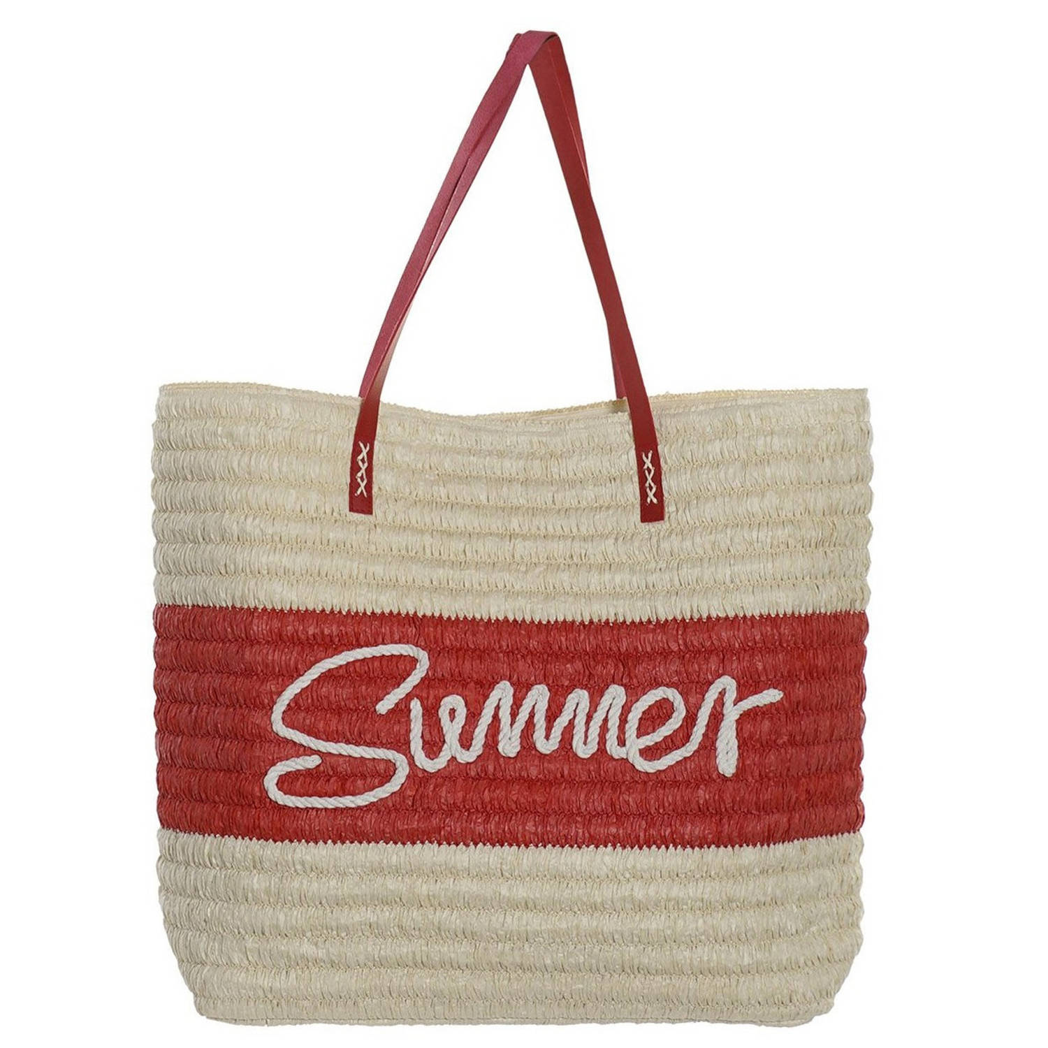 Items Strandtas Summer/beige 38 X 40 Cm - Strandshoppers Van Polyester - Rood