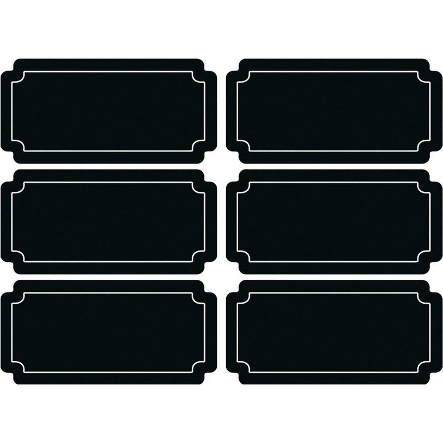 24x Krijtbord Etiketten/stickers Rechthoekig Herschrijfbaar - Kantoor Labels - Schoolbordverf Stickers - Zwart
