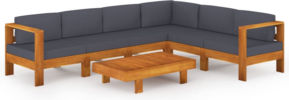 Vidaxl 7-delige Loungeset Met Donkergrijze Kussens Acaciahout - Grijs