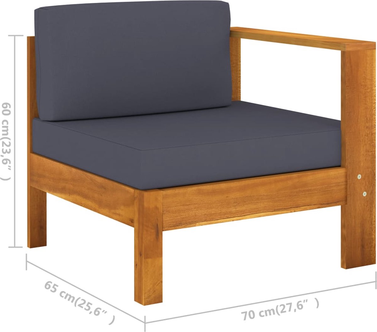 Vidaxl 9-delige Loungeset Met Donkergrijze Kussens Acaciahout - Grijs