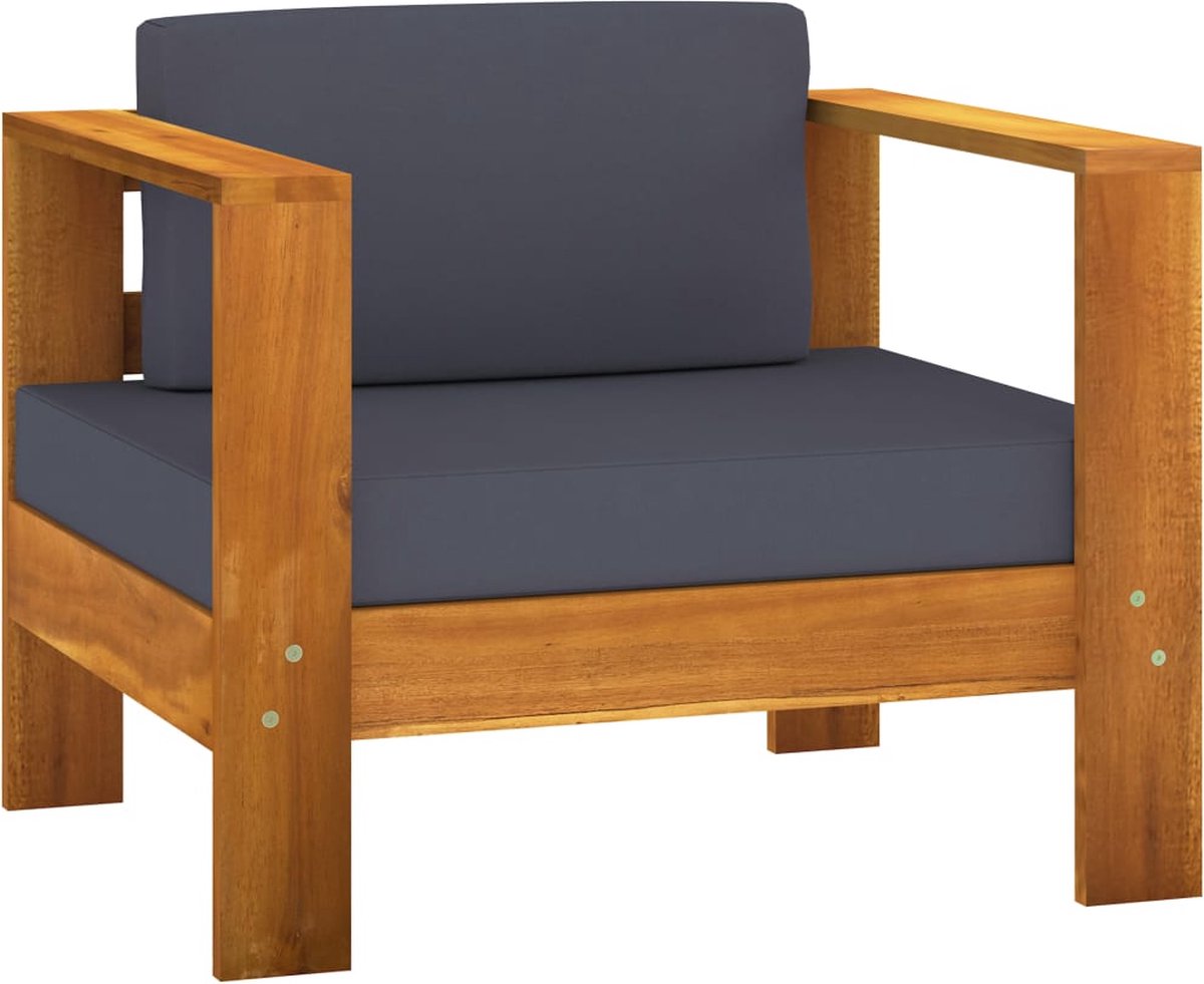 Vidaxl 9-delige Loungeset Met Donkergrijze Kussens Acaciahout - Grijs