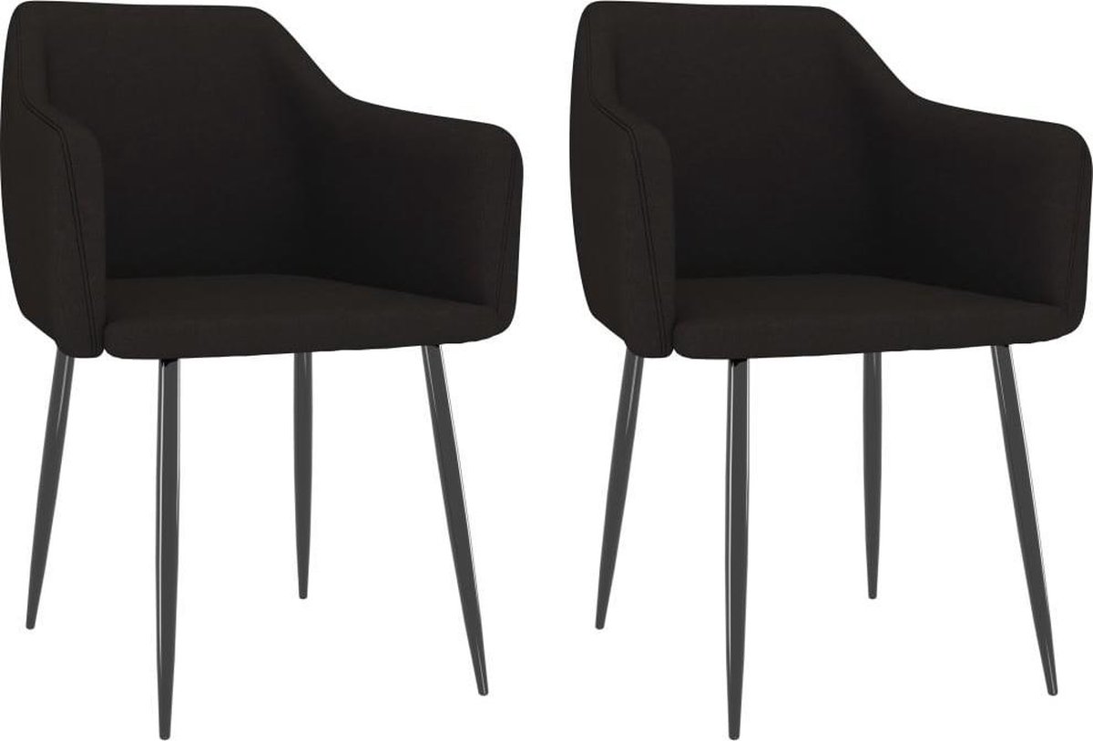 Vidaxl Eetkamerstoelen 2 St Stof - Zwart