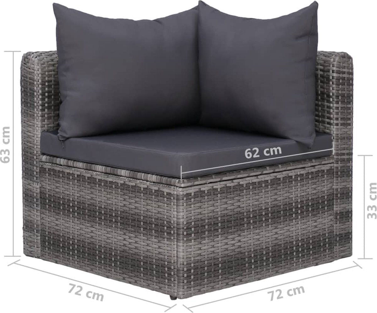 Vidaxl 9-delige Loungeset Met Kussens Poly Rattan - Grijs