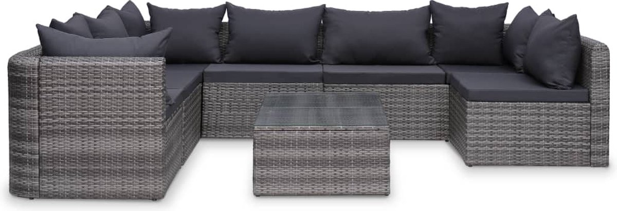 Vidaxl 9-delige Loungeset Met Kussens Poly Rattan - Grijs