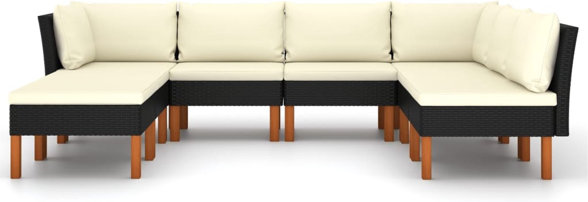 Vidaxl 8-delige Loungeset Met Kussens Poly Rattan - Zwart