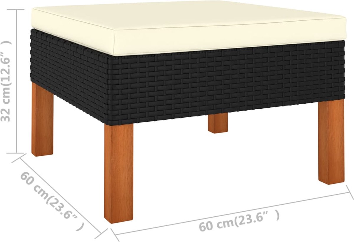 Vidaxl 8-delige Loungeset Met Kussens Poly Rattan - Zwart