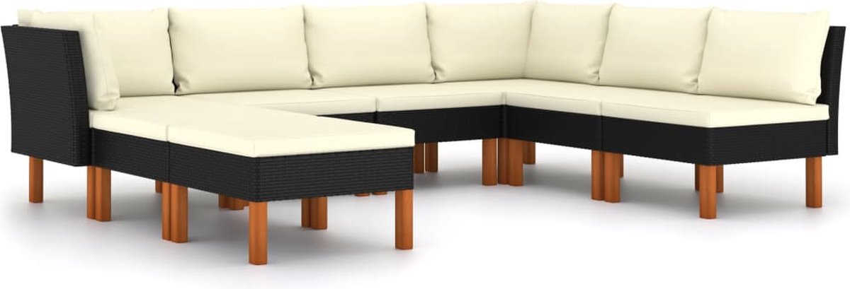 Vidaxl 8-delige Loungeset Met Kussens Poly Rattan - Zwart